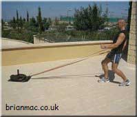 Power walking backwards with waist belt